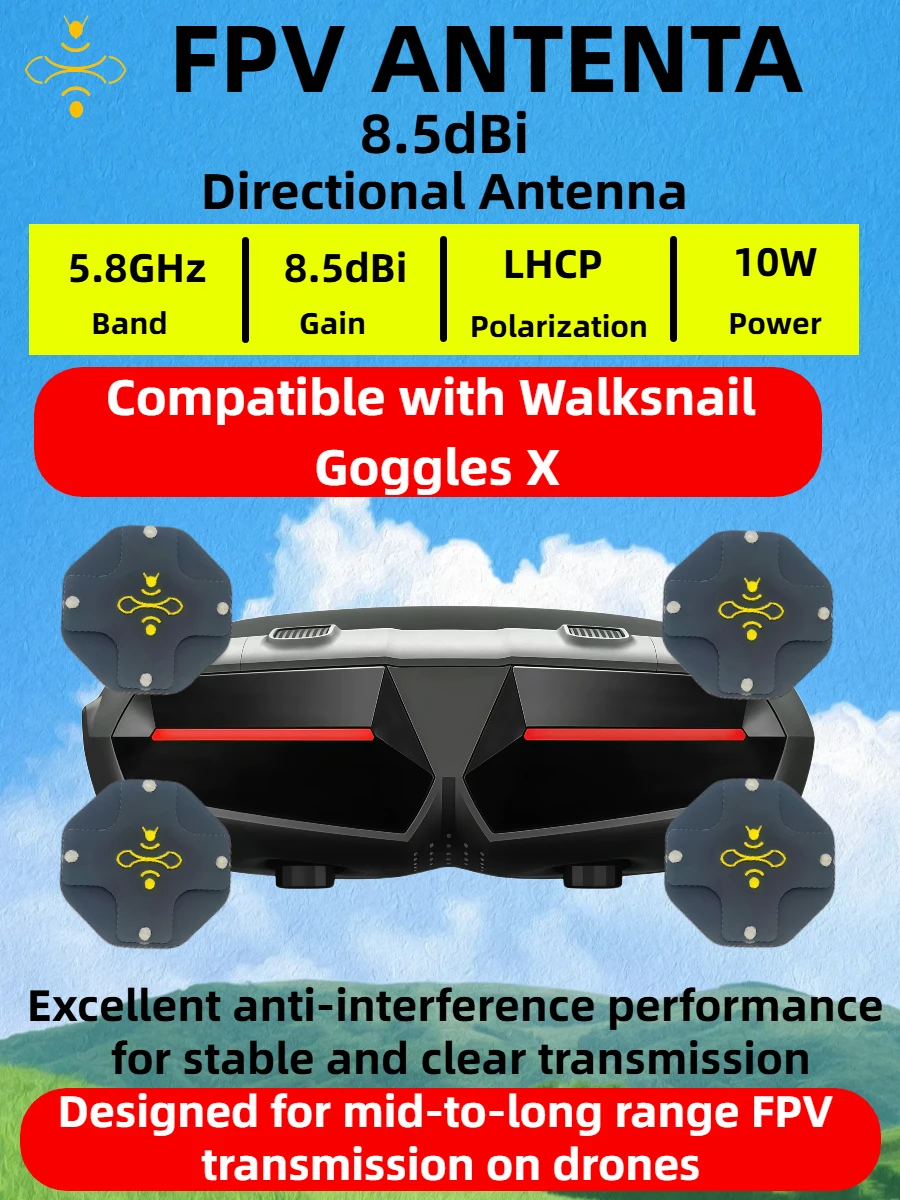 8.5dBi High Gain LHCP 5.8GHz D – обзор и цена Drone Racing Goggles