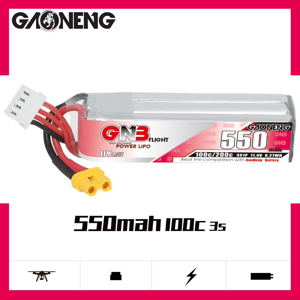 GNB HV 11.4V 550mAh 100C/200C  – обзор и цена Drone Racing Battery