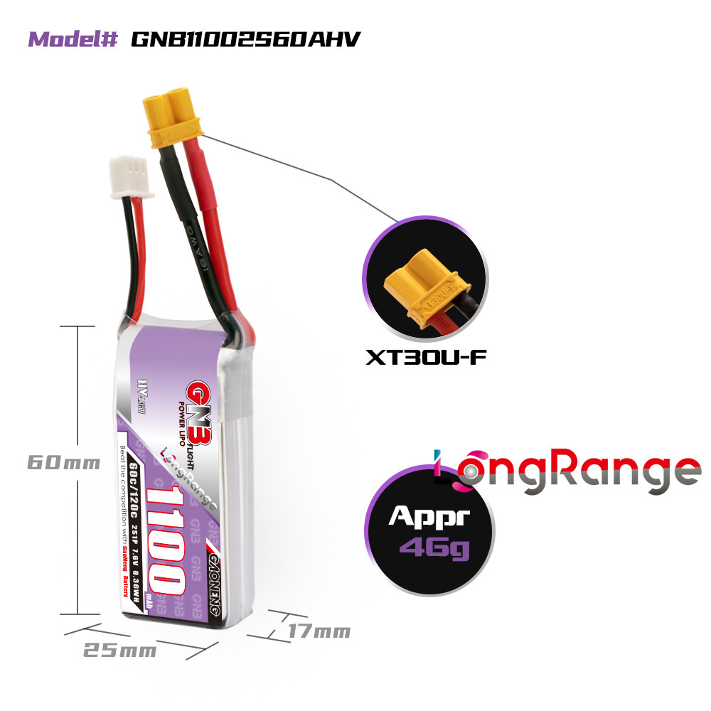 GNB 1100mAh 2S 3S 4S 6S 60C/12 – обзор и цена Drone Racing Battery
