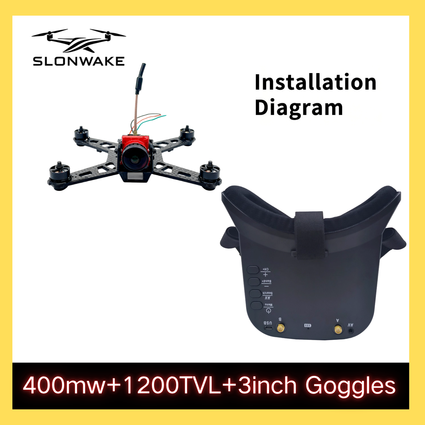 SLONWAKE 5.8G 48CH FPV 400mw V – обзор и цена Drone Racing Camera