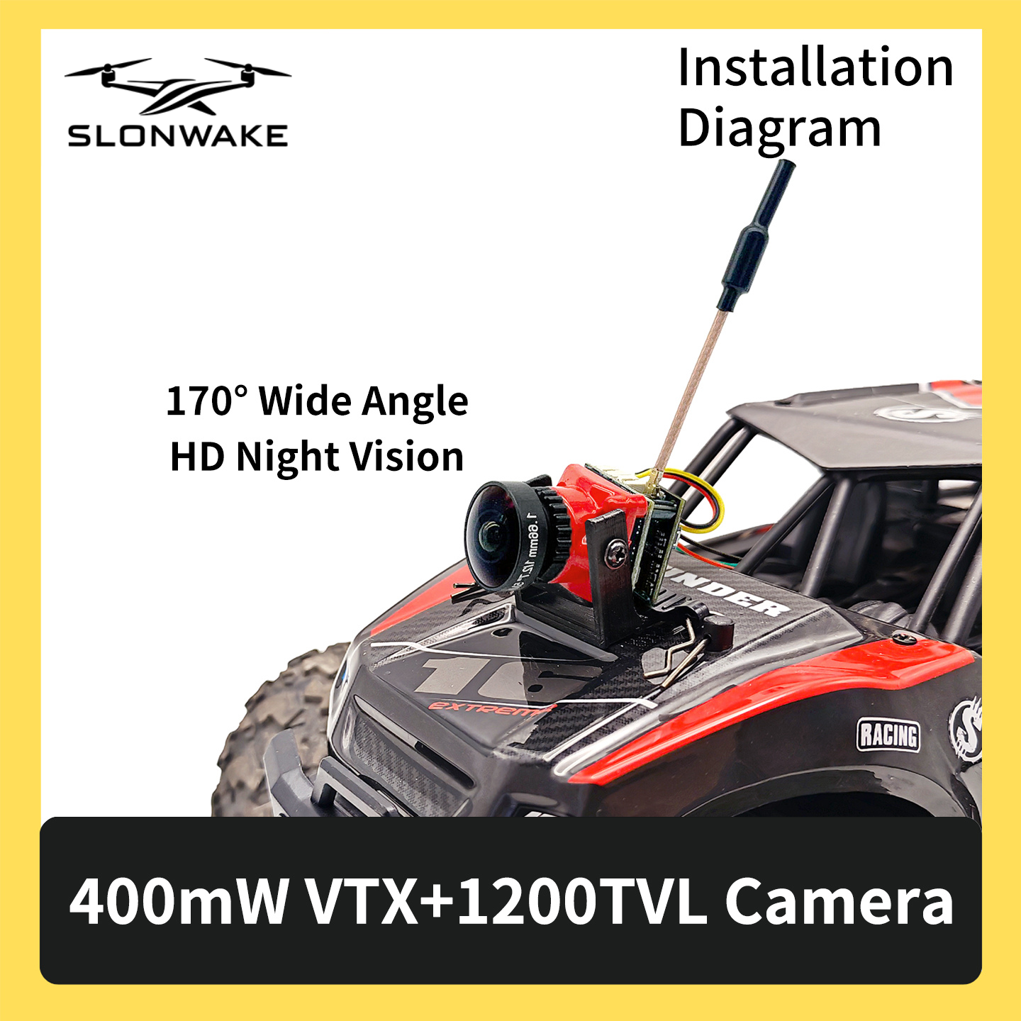 SLONWAKE 5.8G 48CH FPV 400mw V – обзор и цена Drone Racing Camera